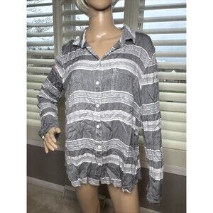BEACH LUNCH LOUNGE XL Button Down Shirt Striped Shirt SIZE XL 100% rayon